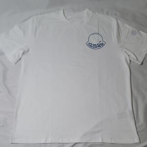 Moncler White Short Sleeve T-Shirt with Blue Logo